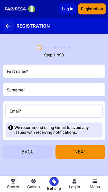 Paripesa Nigeria Registration